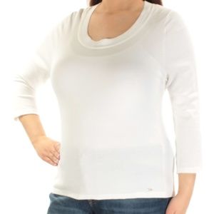Tommy Hilfiger Ivory Scoop-Neck 3/4 Sleeves
